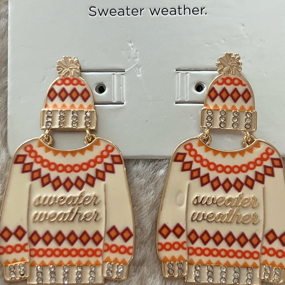 Sugarfix Baublebar Sweater Weather Hat Earrings Fall Jewelry NWT - Picture 1 of 4